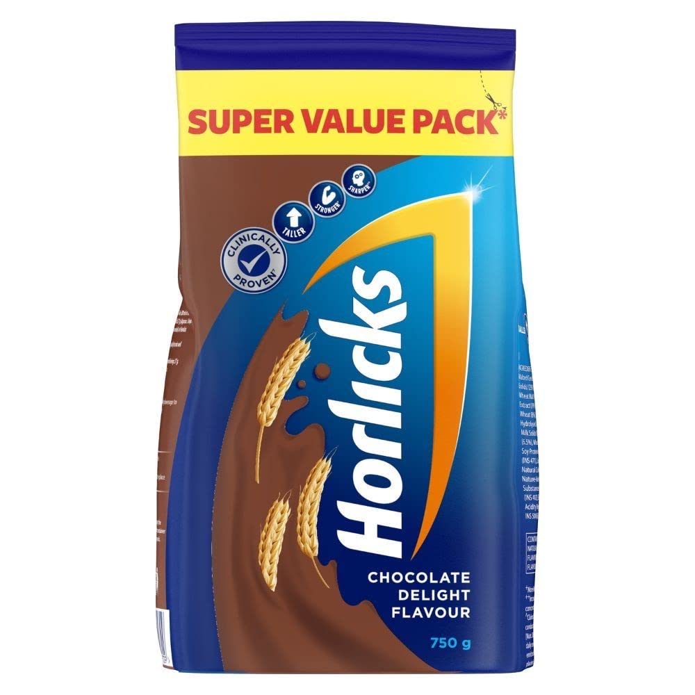 Horlicks Chocolate Delight Flavour Nutrition Drink Powder, 750 gm Refill Pack, Pack of 1 