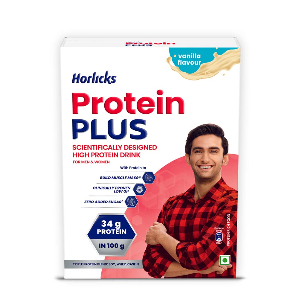 Buy Horlicks Protein Plus Vanilla Flavour Nutrition Drink Powder, 400 gm Online
