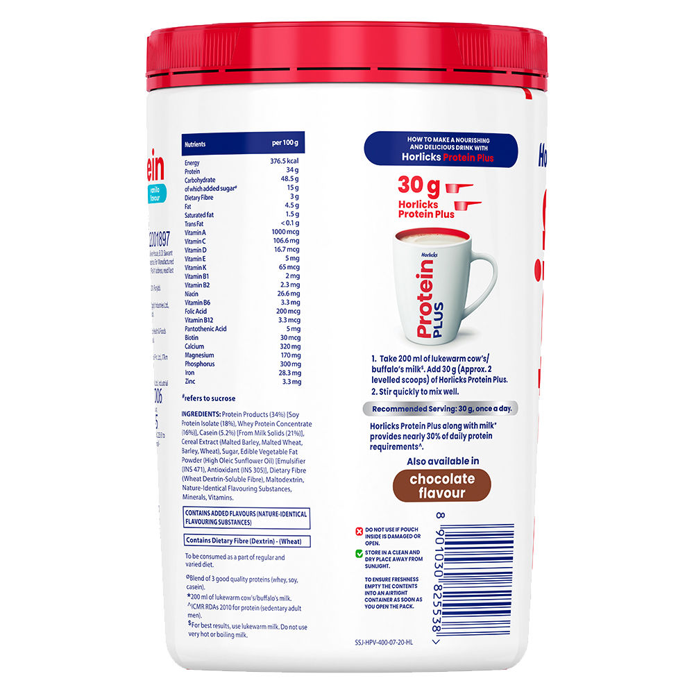 Horlicks Protein Plus Vanilla Flavour Nutrition Drink Powder, 400 gm Price, Uses, Side Effects