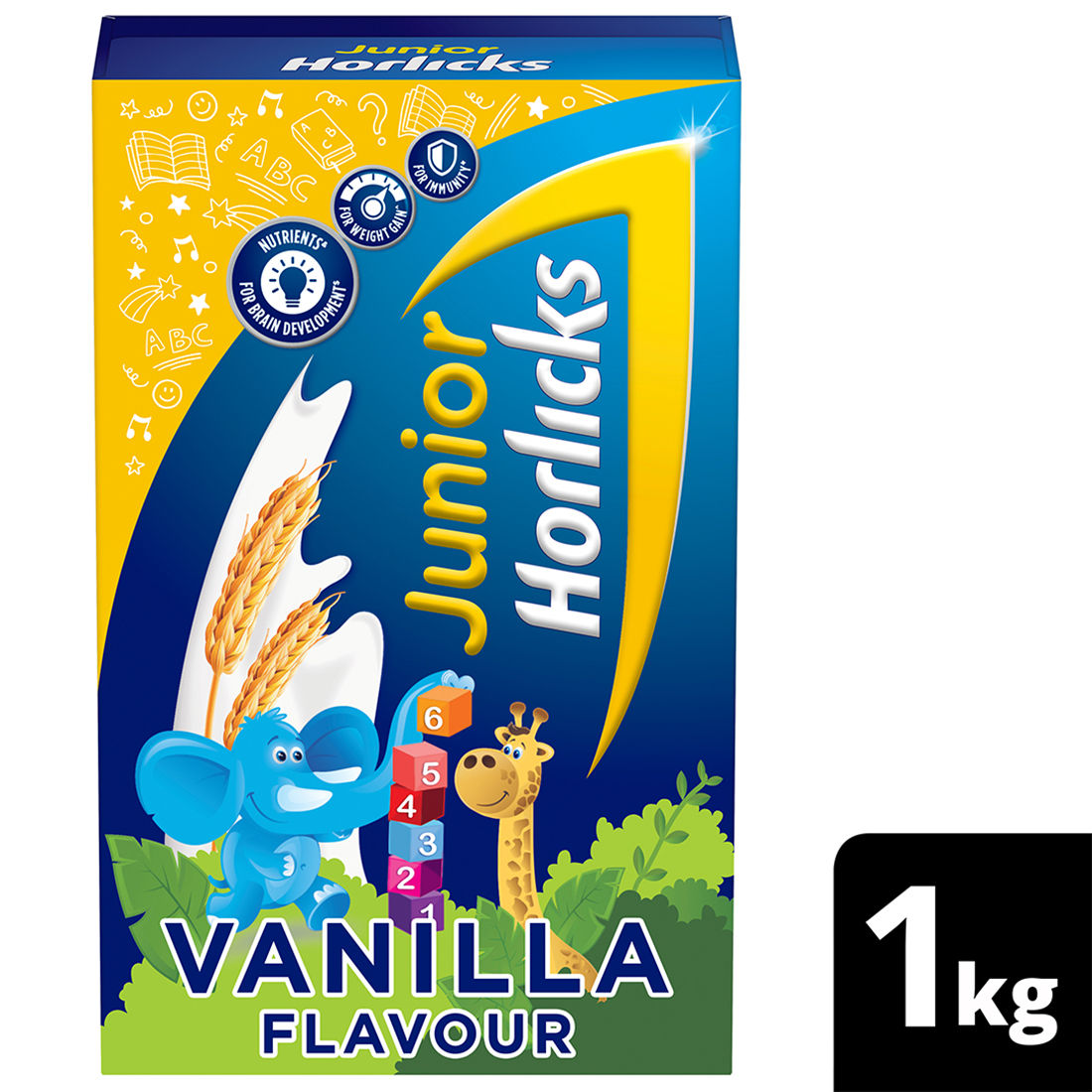 Junior Horlicks Vanilla Flavoured Health & Nutrition Drink, 1 kg Refill Pack, Pack of 1 