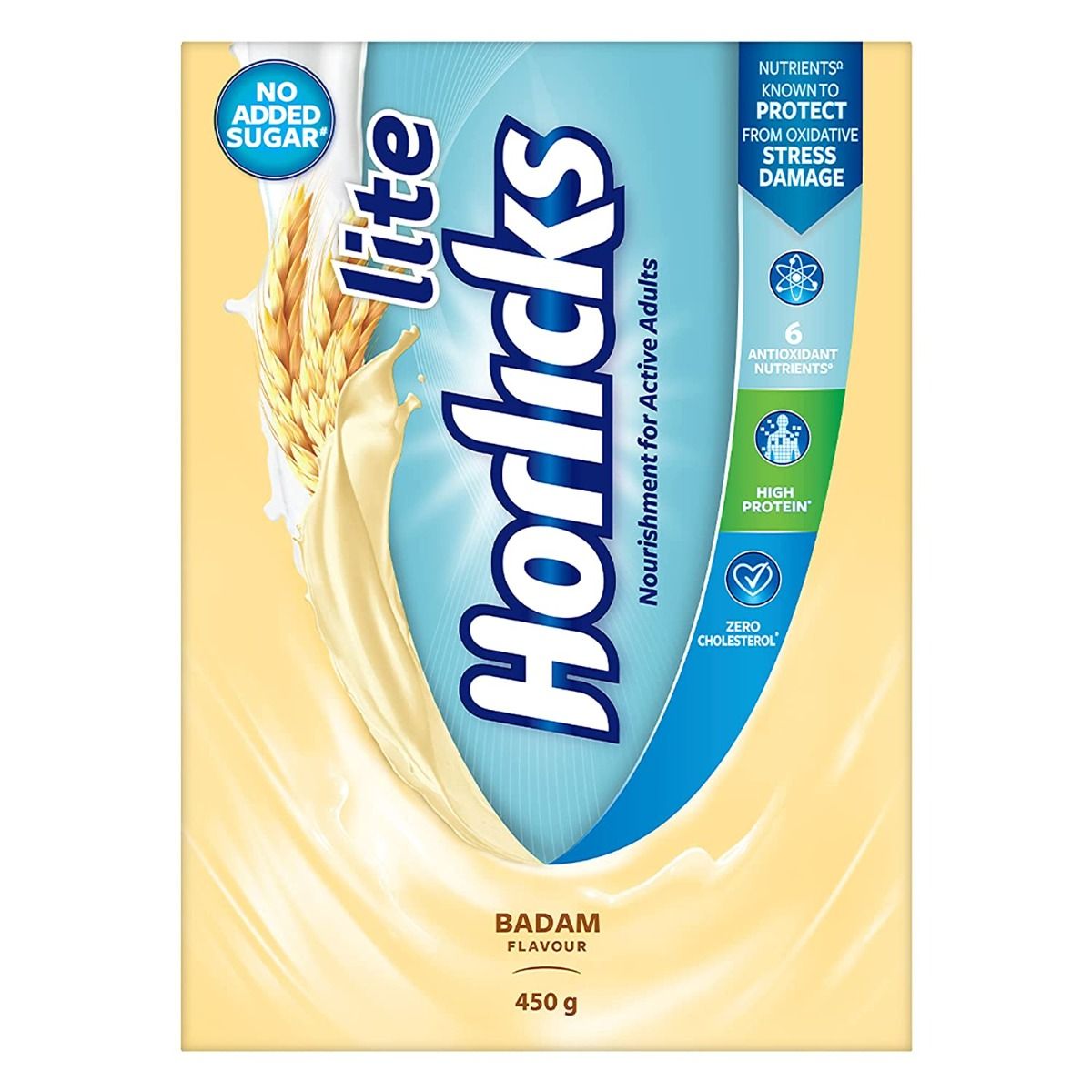 Buy Horlicks Lite Badam Flavour Nutrition Drink Powder, 450 gm Refill Pack Online
