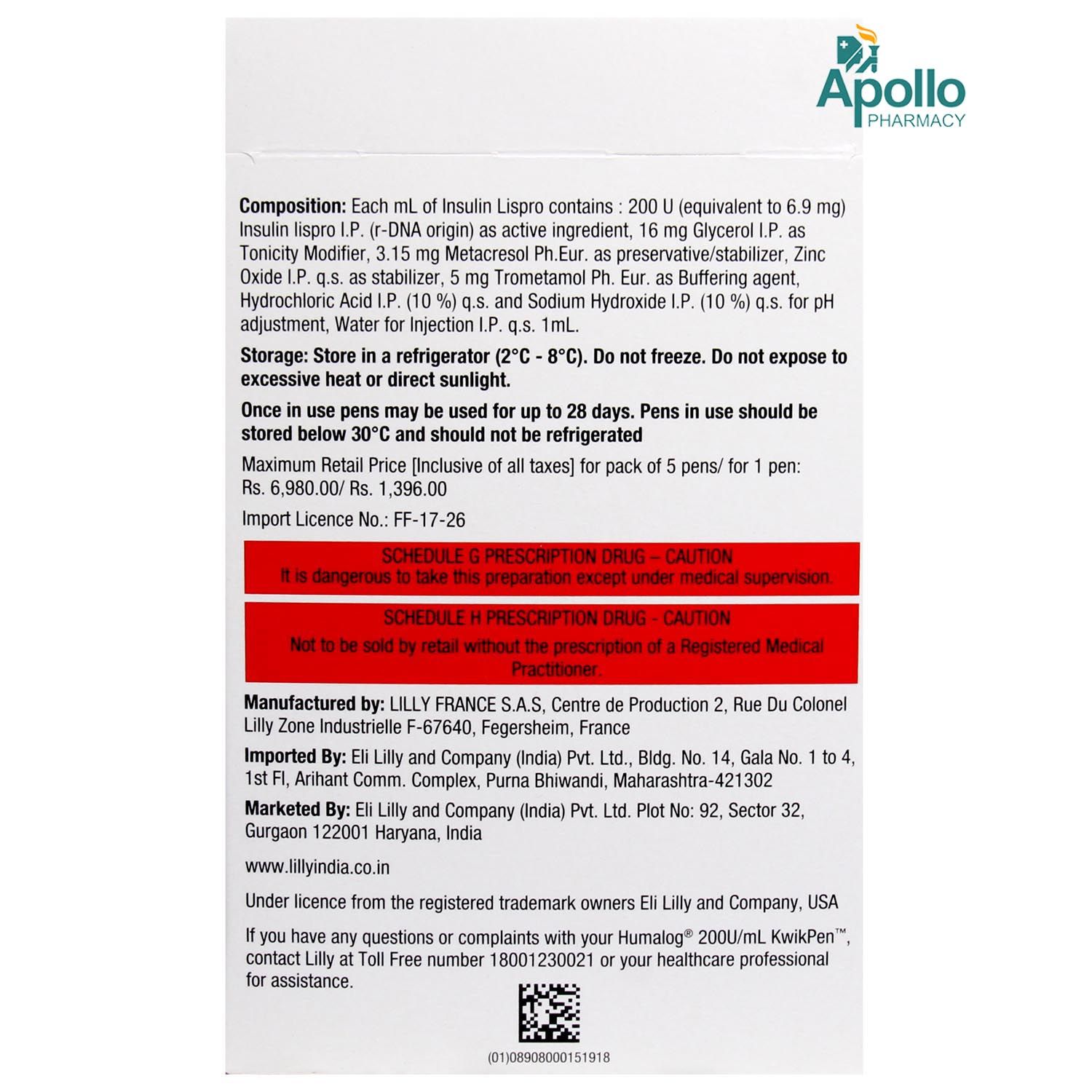 HUMALOG 200IU KWIKPEN 3ML Price, Uses, Side Effects, Composition