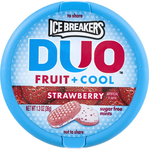 Ice Breakers Duo Fruit + Cool Strawberry Sugar Free Mouth Freshner Mints, 36 gm, Pack of 1 
