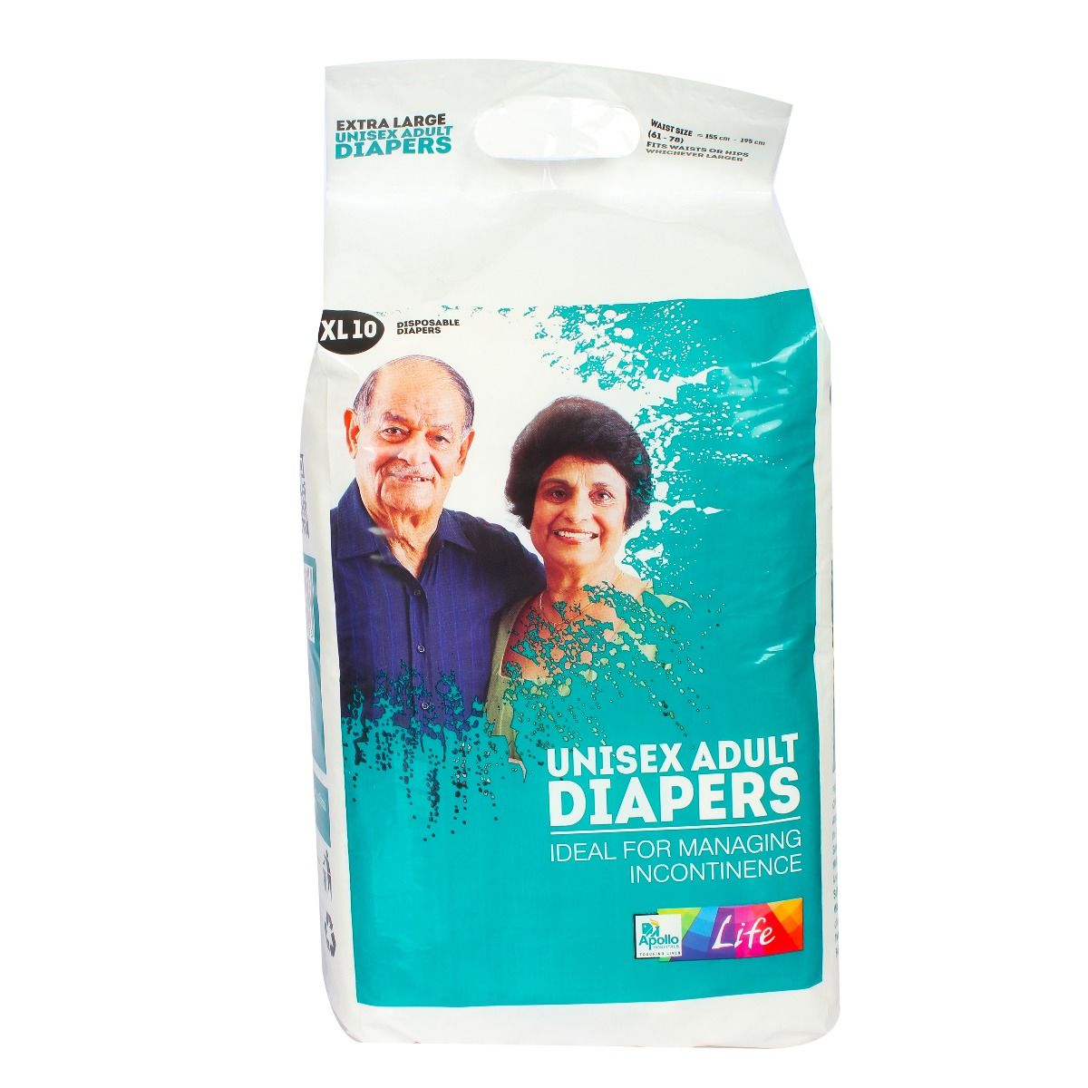 Apollo Life Unisex Adult Diapers XL, 10 Count, Pack of 1 
