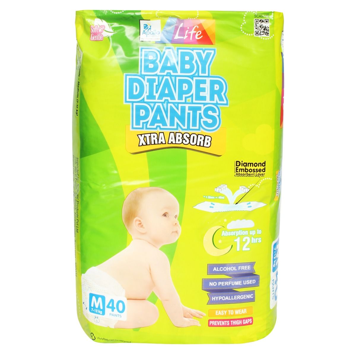 Buy Apollo Life Baby Diaper Pants Medium, 40 Count Online