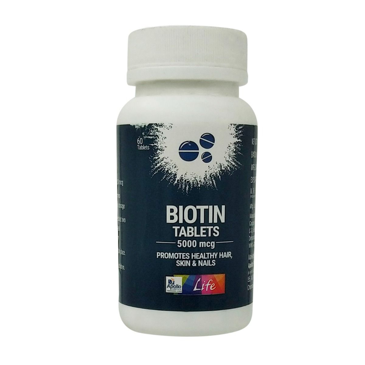 Apollo Life Biotin 5000 mcg, 60 Tablets, Pack of 1 