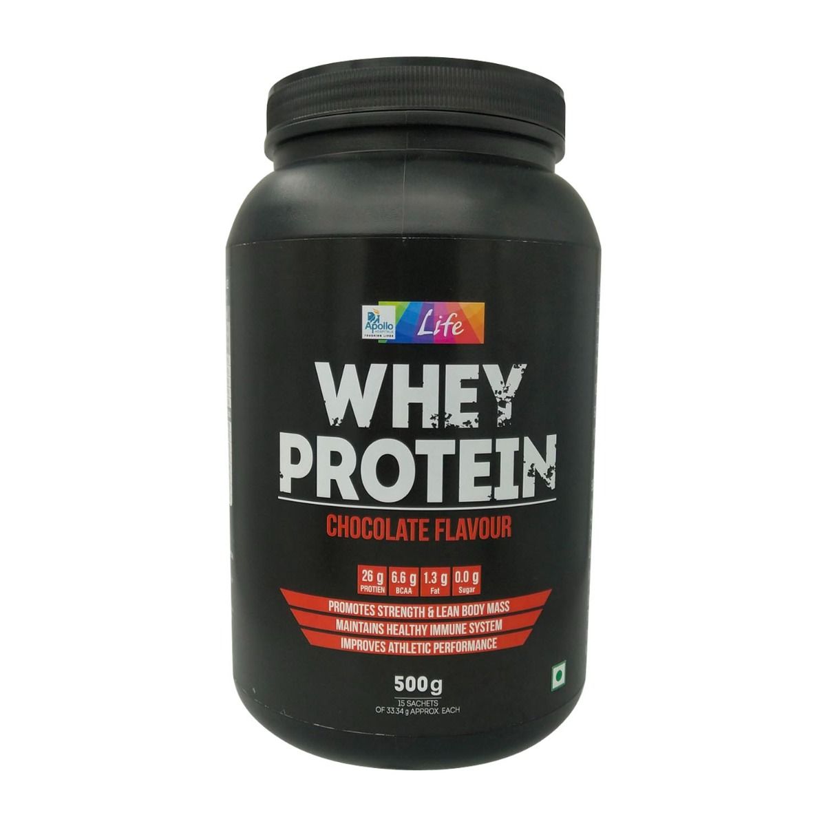 Apollo Life Whey Protein Chocolate Flavour Powder, 500 gm, Pack of 1 