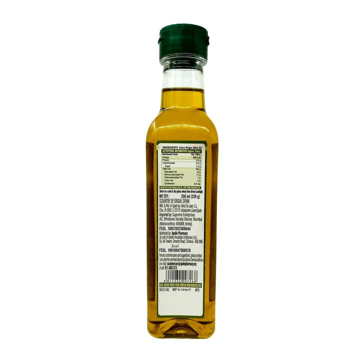 Apollo Life Extra Virgin Olive Oil, 250 ml, Pack of 1 