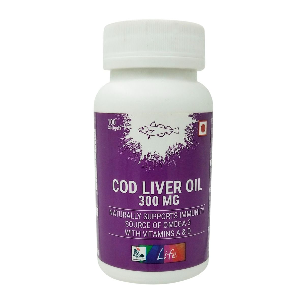 Apollo Life Cod Liver Oil 300 mg, 100 Capsules, Pack of 1 