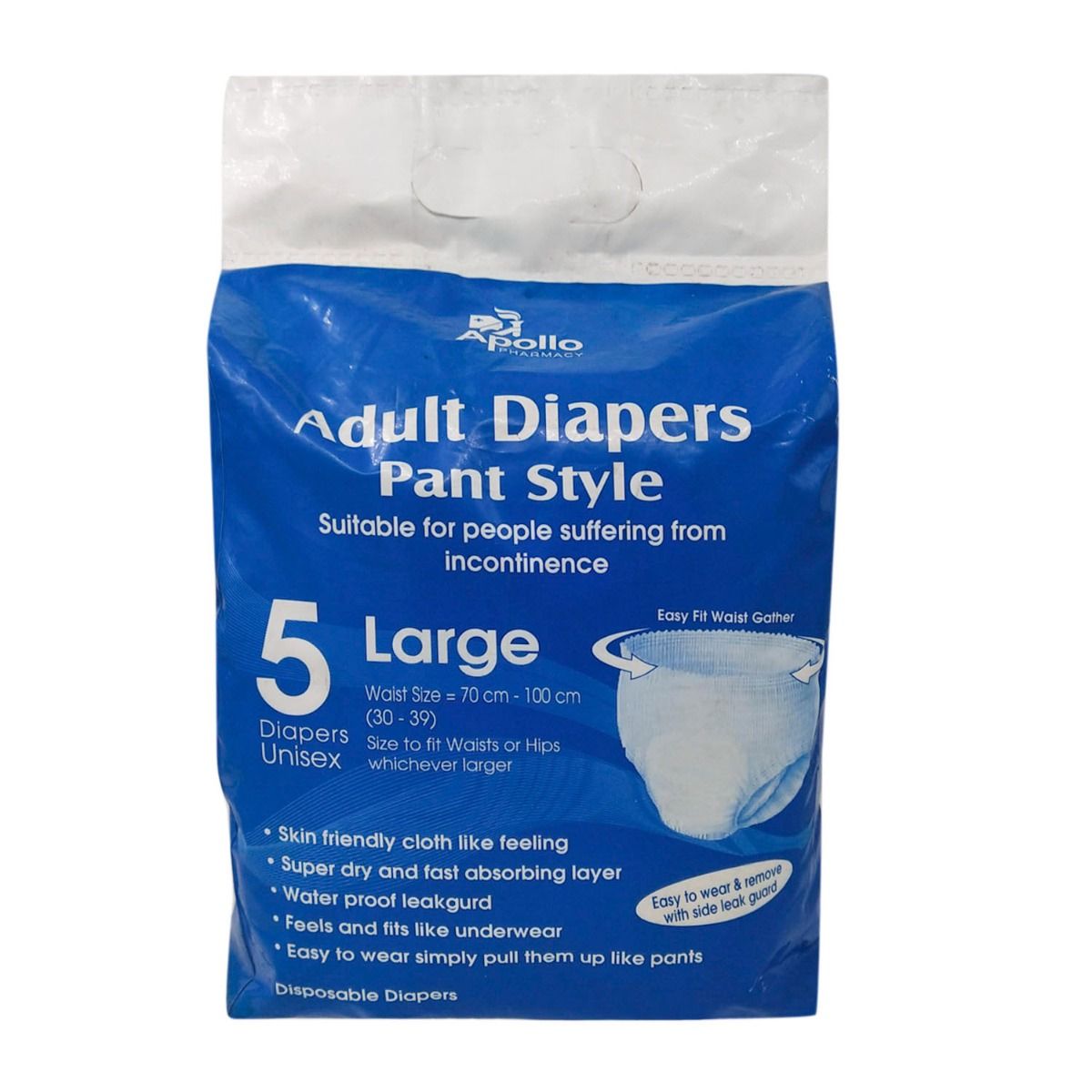 Buy Apollo Pharmacy Adult Diapers Pants Large, 5 Count Online