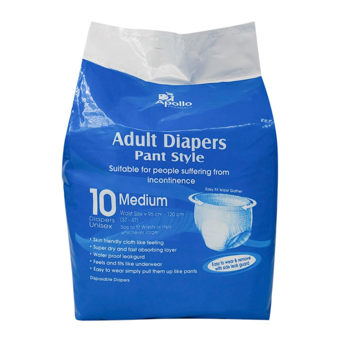 Buy Apollo Pharmacy Adult Diaper Pants Medium, 10 Count Online