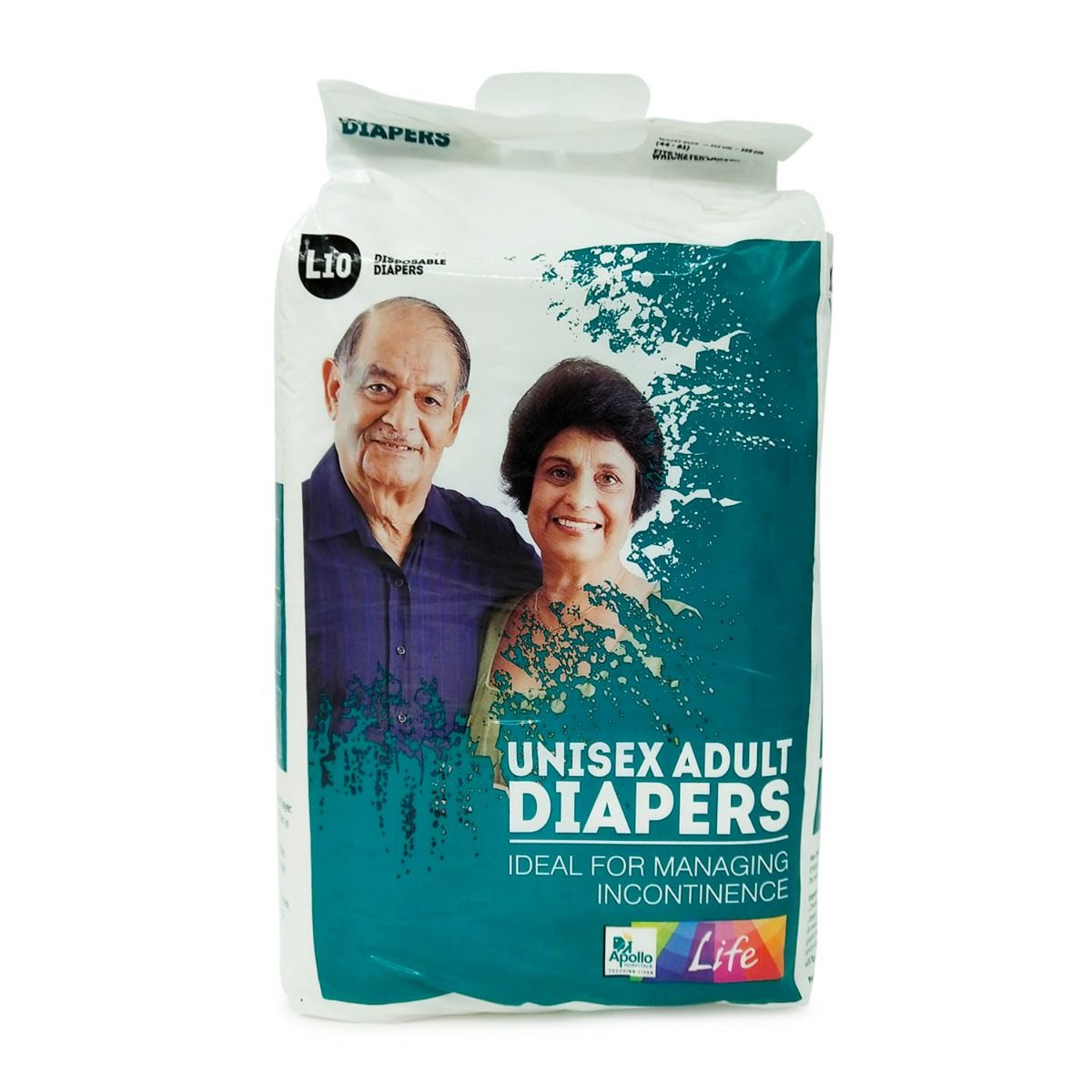 Apollo Life Unisex Adult Diapers Large, 10 Count, Pack of 1 