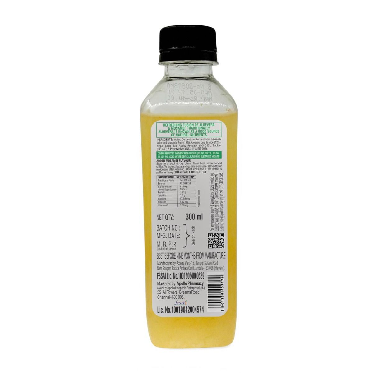 Apollo Pharmacy Aloe-Mosambi Fruit Juice, 300 ml, Pack of 1 