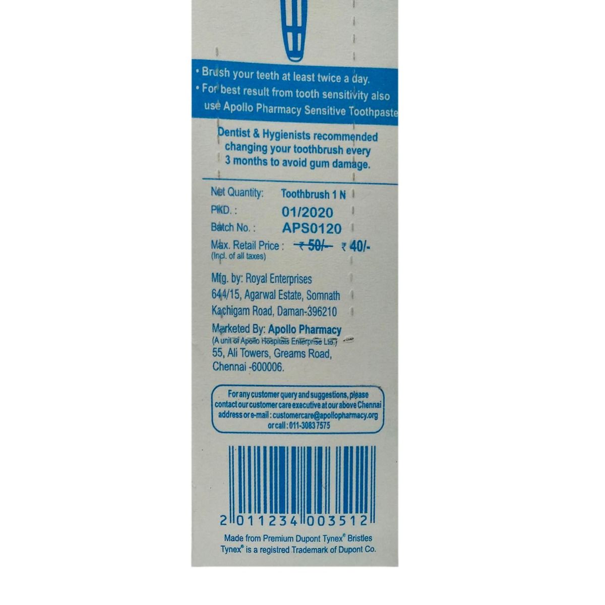 Apollo Pharmacy Sensitive+ Toothbrush, 1 Count, Pack of 1 