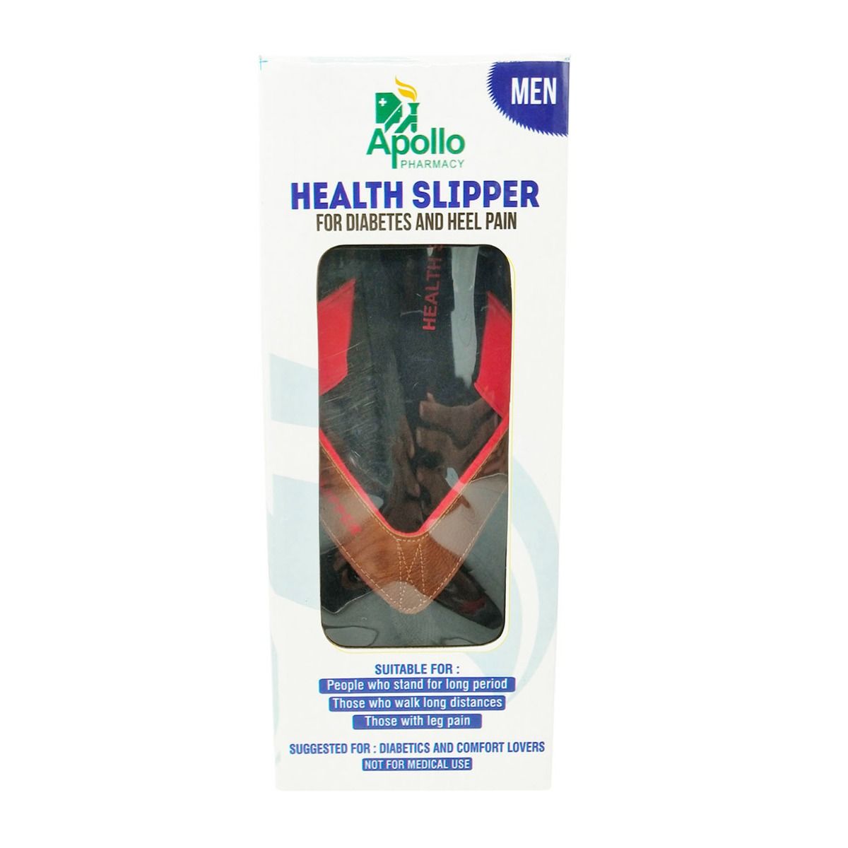 Buy Apollo Pharmacy Diabetes & Heel Pain Health Slipper For Men, Size-10, 1 Pair Online