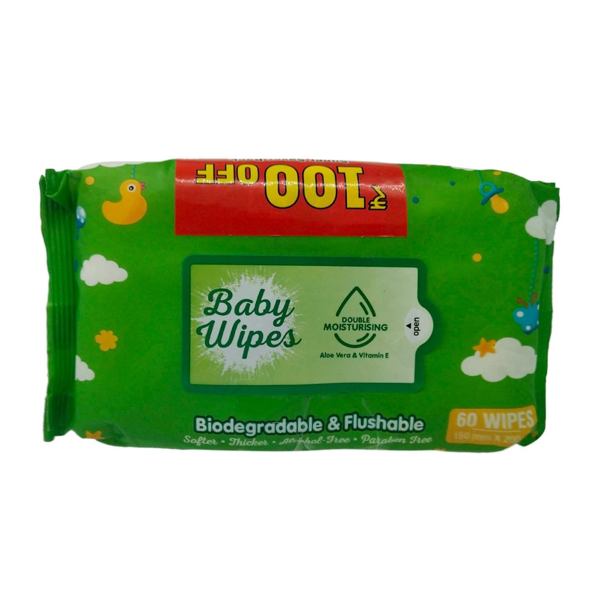 Buy Apollo Life Biodegradable & Flushable Baby Wipes, 120 Count (2 x 60 Wipes) Online
