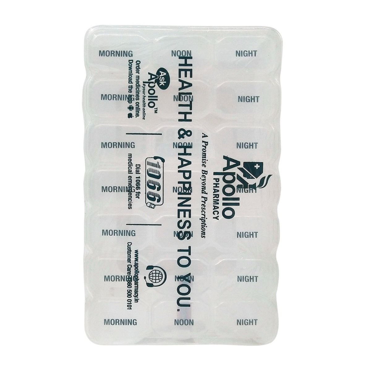 Apollo Rectangle Pill Box Rectangle 3 x7 Days, 1 Count, Pack of 1 