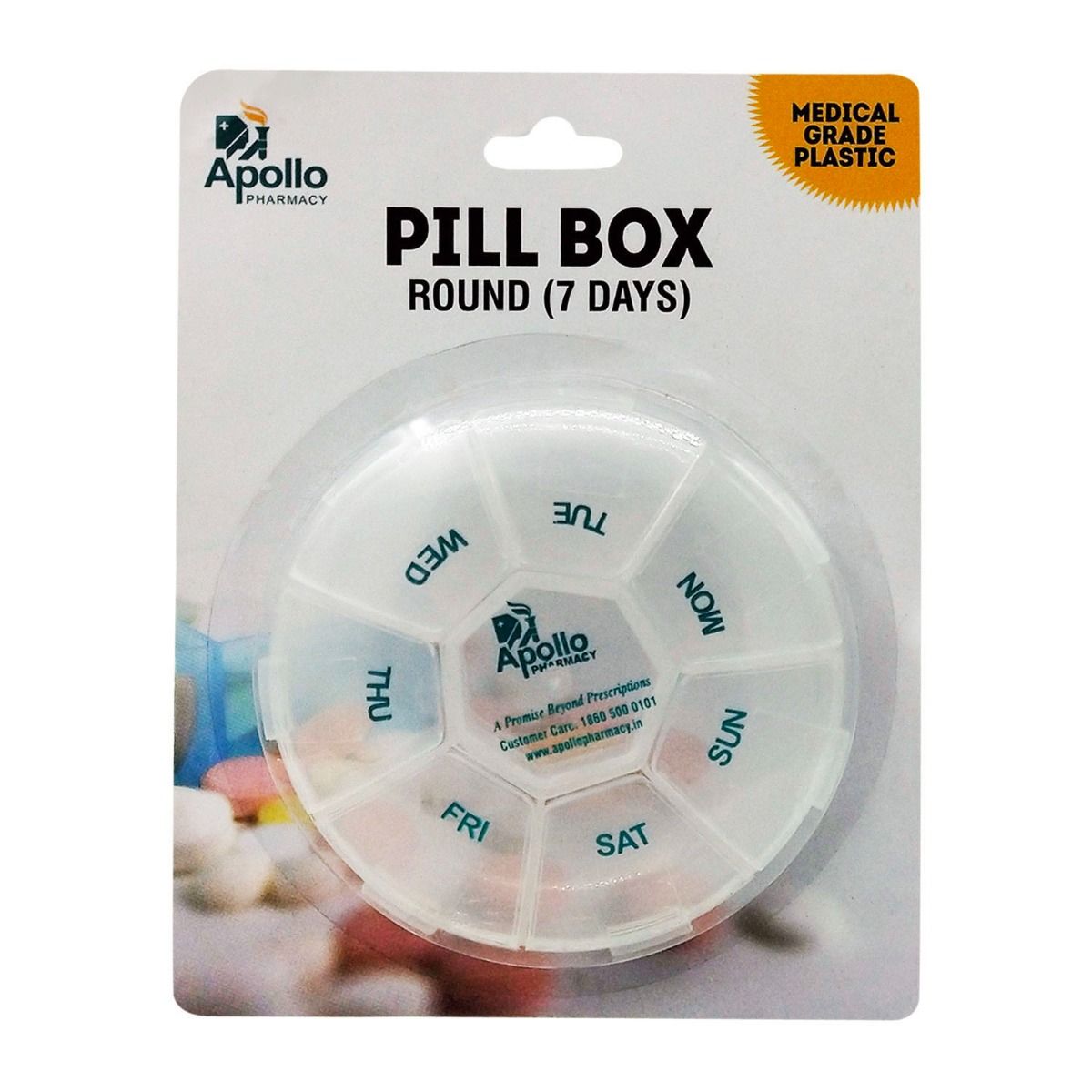 Buy Apollo Pharmacy Pill Box Round 7 Days, 1 Kit Online