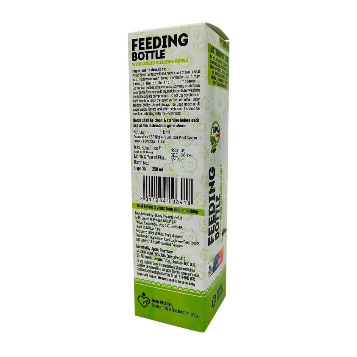 Apollo Pharmacy Feeding Bottle, 250 ml, Pack of 1 