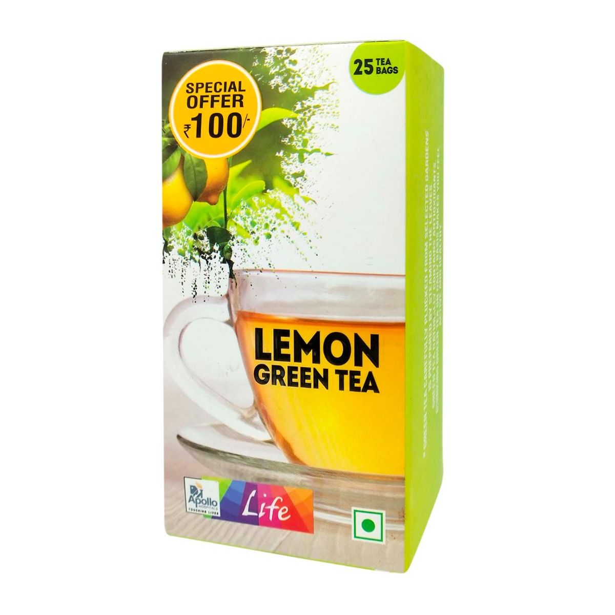 Buy Apollo Life Lemon Green Tea Bags, 25 Count Online