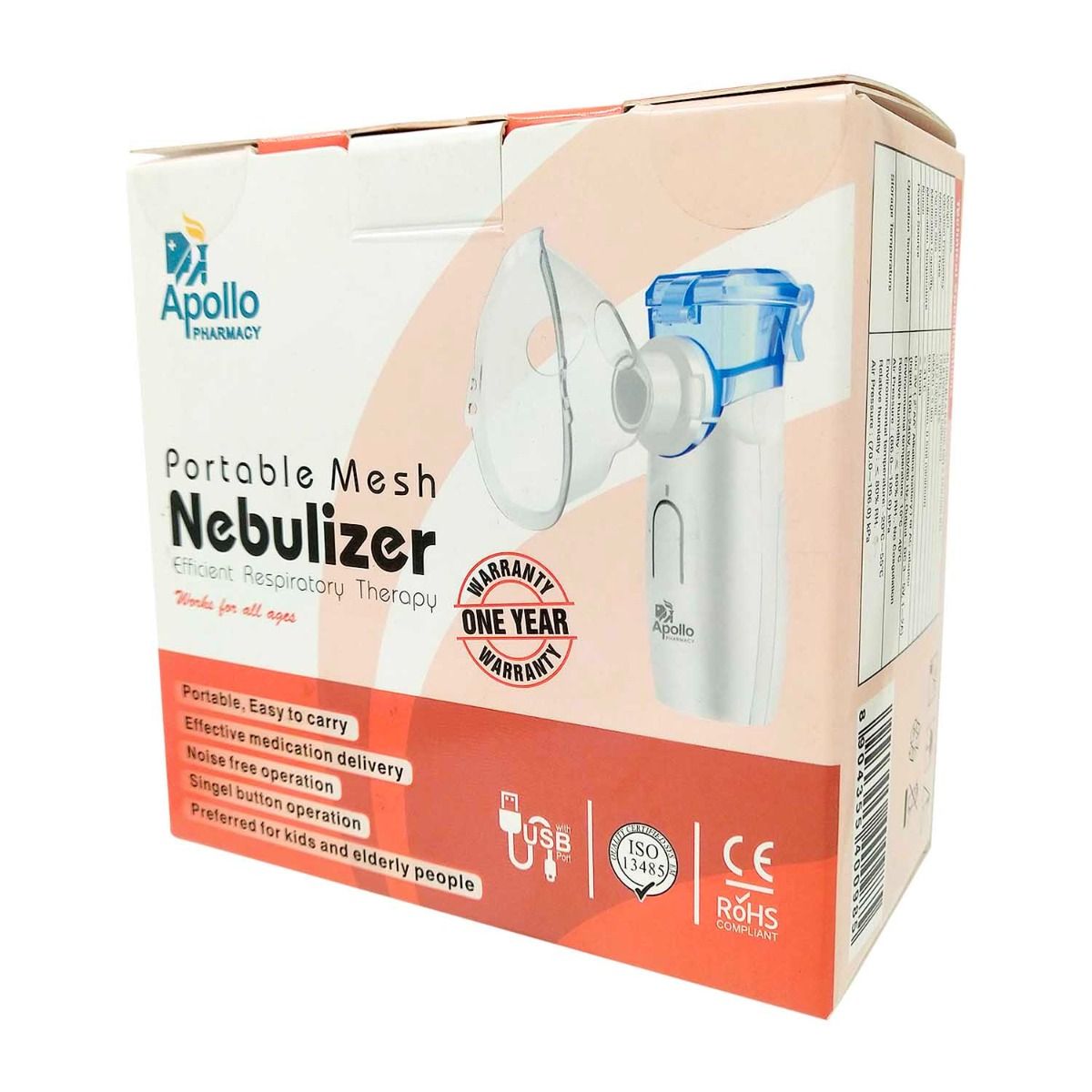 Apollo Pharmacy Portable Mesh Nebulizer, 1 Count, Pack of 1 
