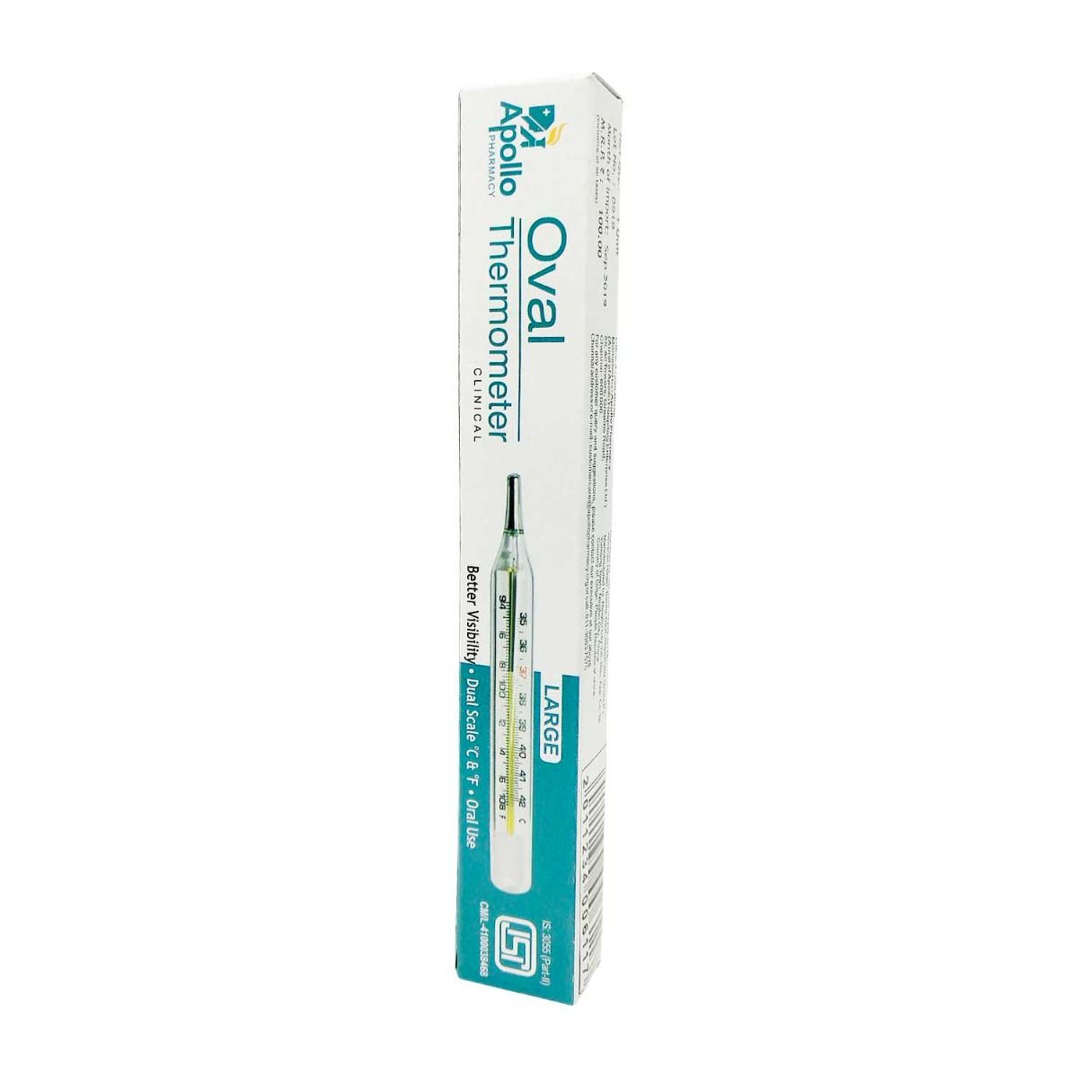 Buy Apollo Pharmacy Oval Thermometer Large, 1 Count Online