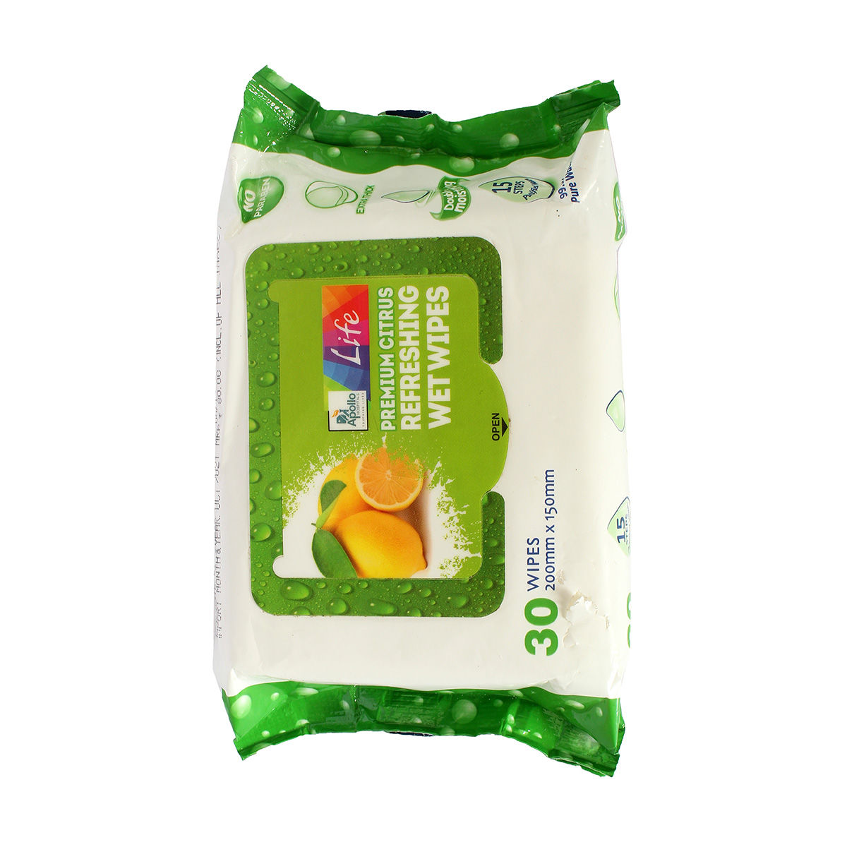 Apollo Life Premium Citrus Refreshing Wet Wipes, 30 Count Price, Uses