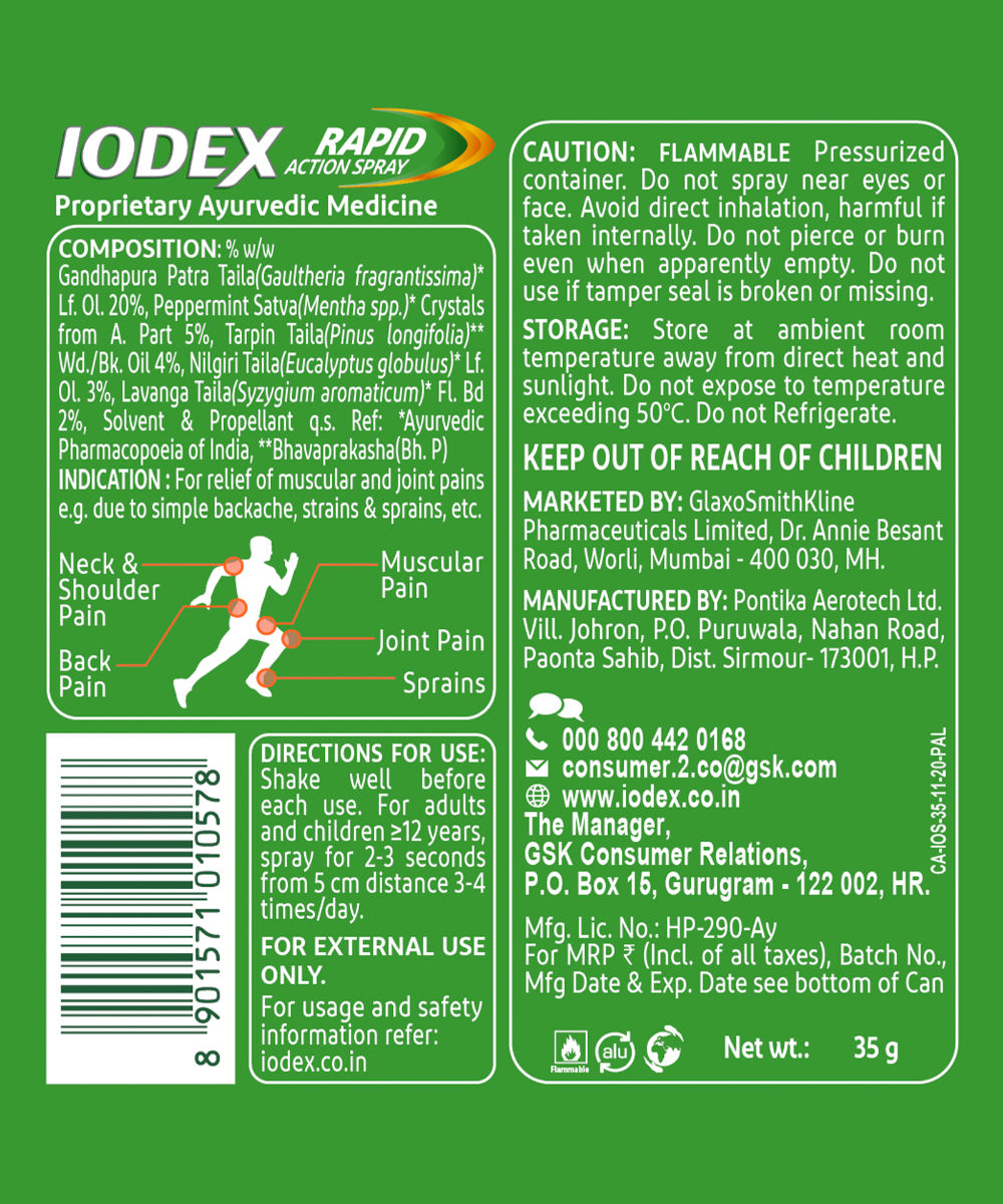 Iodex Rapid Action Spray, 35 gm, Pack of 1 