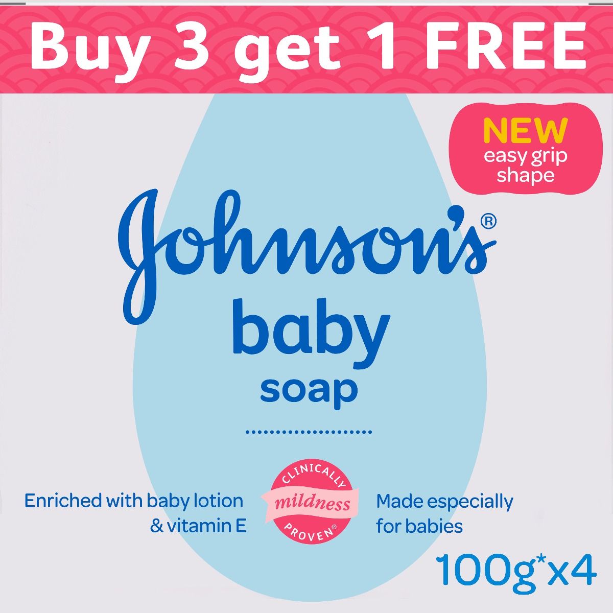 Buy Johnson's Baby Soap, 100 gm (Buy 3, Get 1 Free) Online