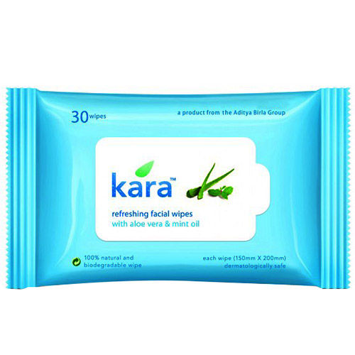 Kara Aloe Vera & Mint Oil Refreshing Facial Wipes, 30 Count, Pack of 1 
