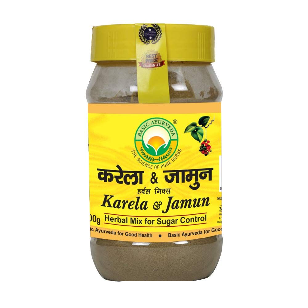Basic Ayurveda Karela & Jamun Herbal Mix Powder, 200 gm, Pack of 1 