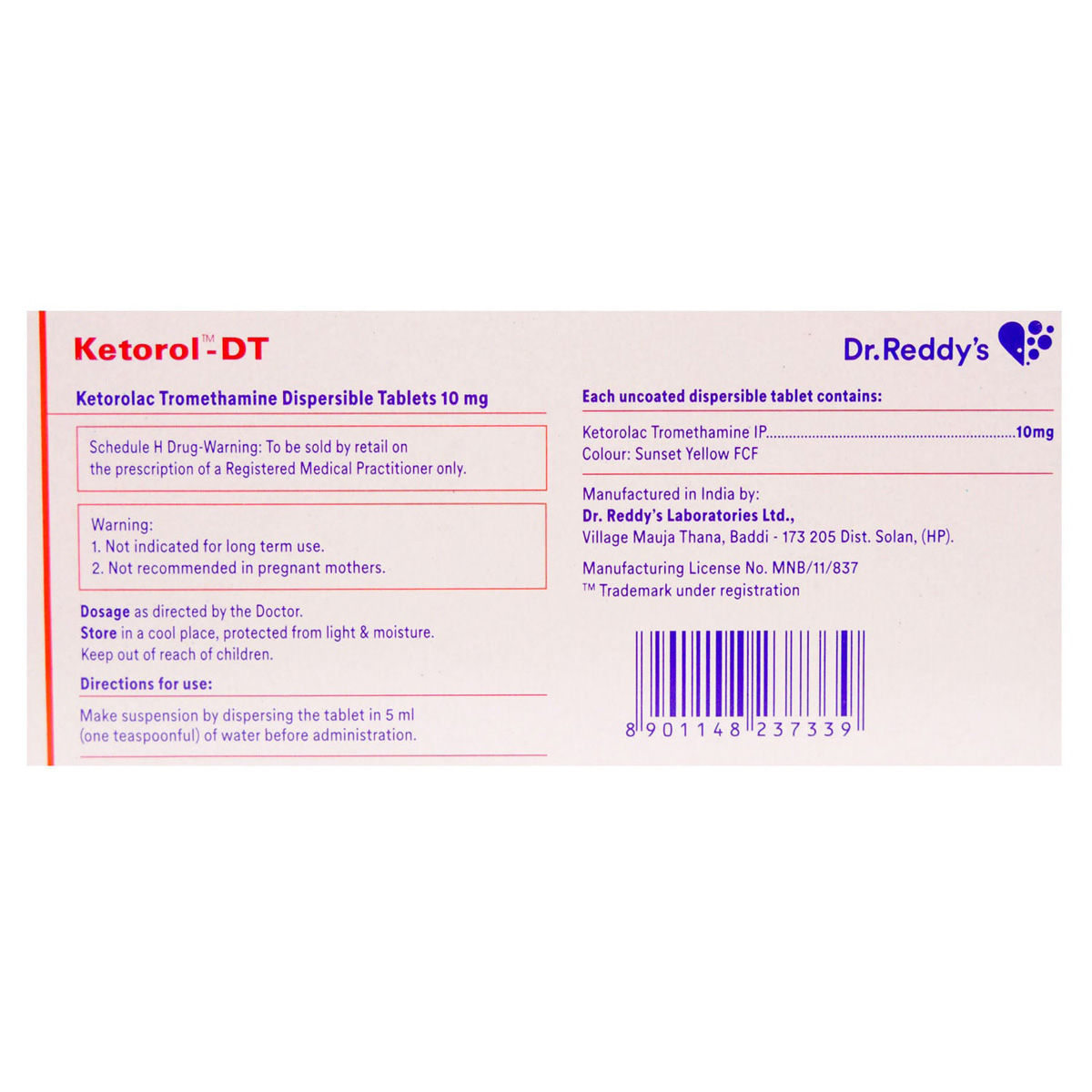 Ketorol-DT Tablet 15's, Pack of 15 TABLETS