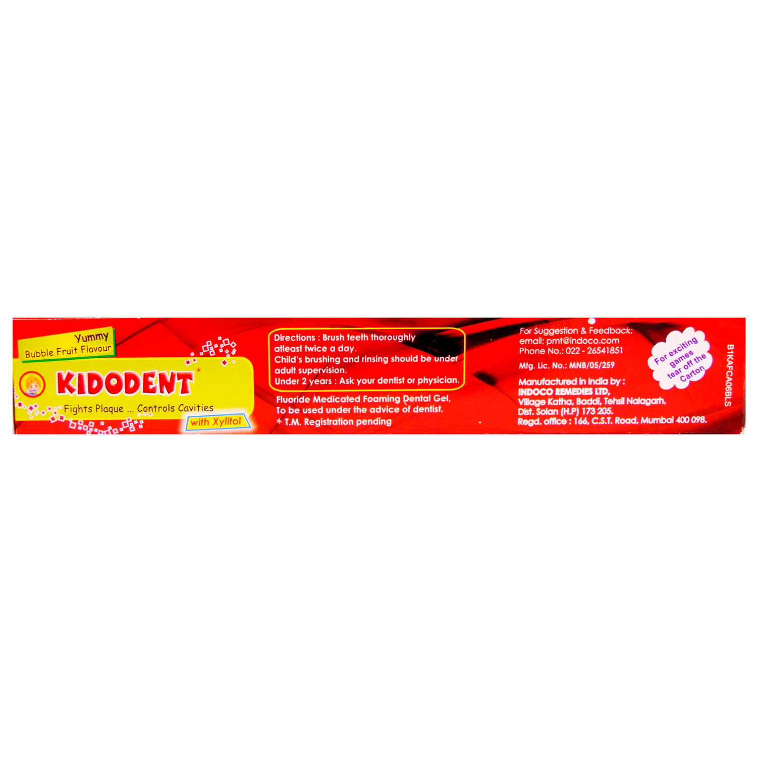 Kidodent Bubble Fruit Flavoured Kids Toothpaste, 75 gm, Pack of 1 
