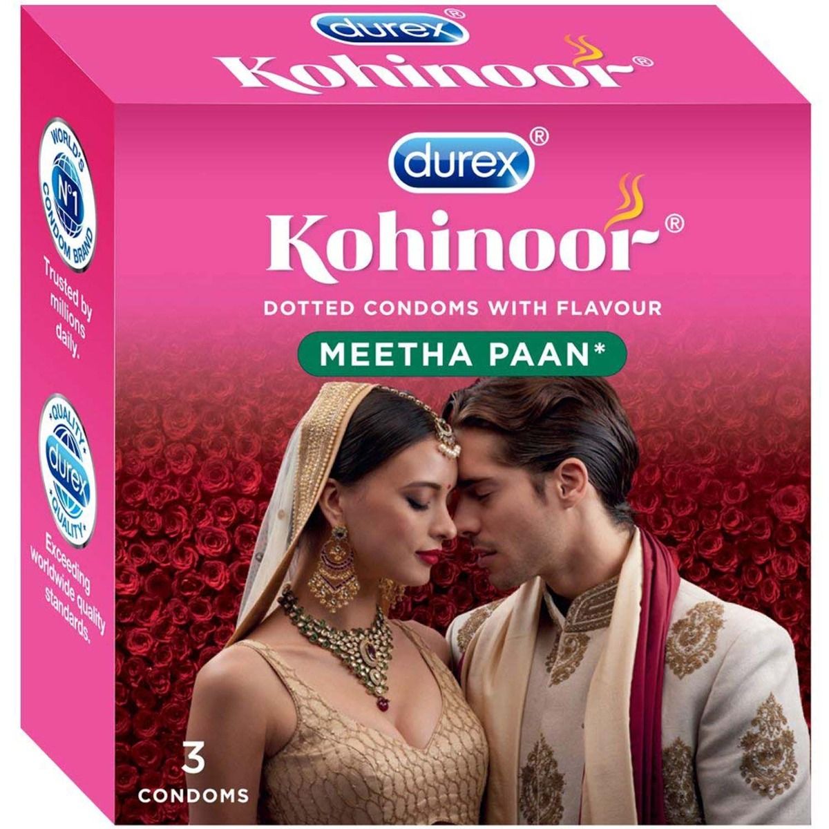 Buy Durex Kohinoor Meetha Paan Flavoured Dotted Condoms, 3 Count Online