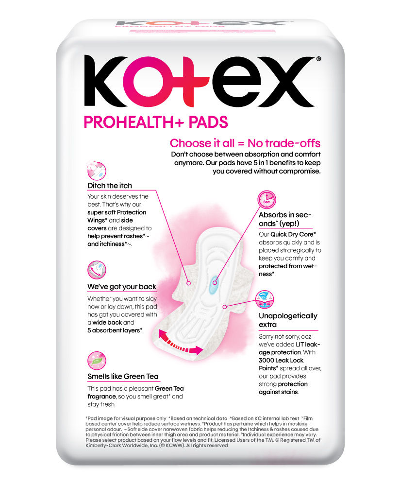 Kotex Prohealth+ Sanitary Pads XL, 40 Count Price, Uses, Side Effects