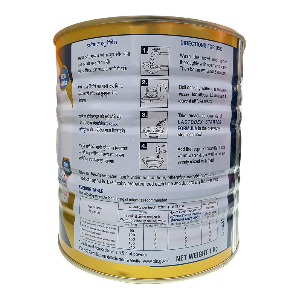 Lactodex Starter Formula Stage 1 Powder for Up to 6 Months, 1 kg Tin