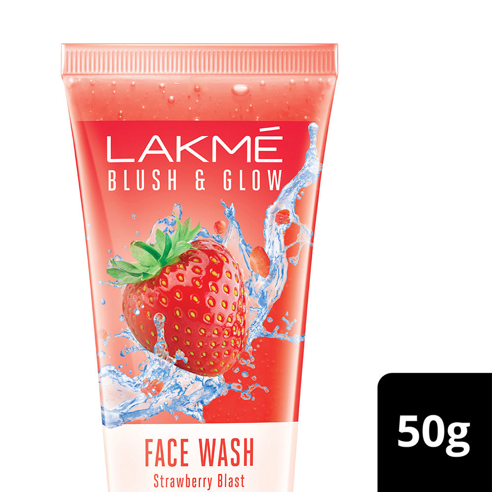 Lakme Blush & Glow Strawberry Blast Gel Face Wash, 50 gm, Pack of 1 