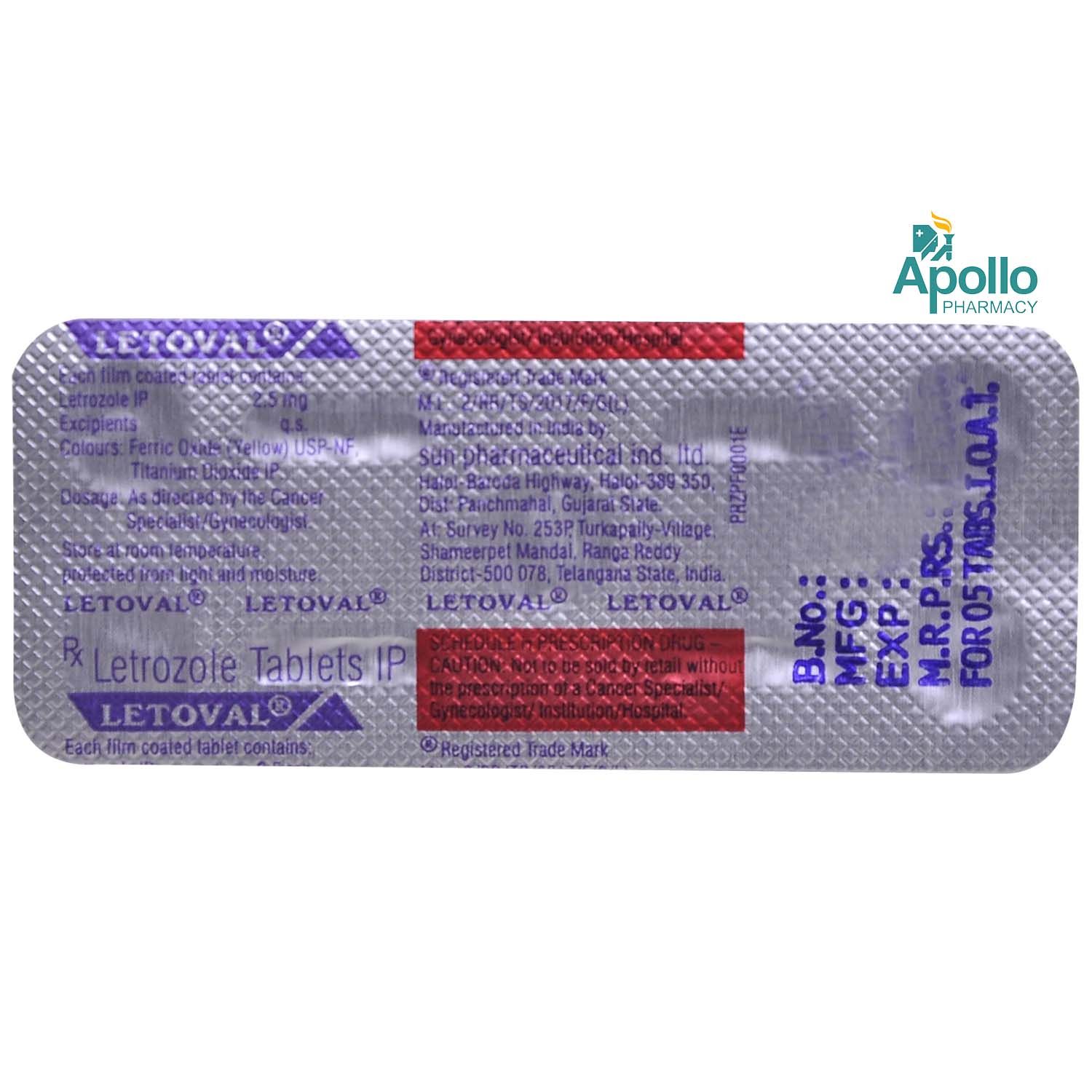 Letoval Tablet 5's Price, Uses, Side Effects, Composition - Apollo Pharmacy