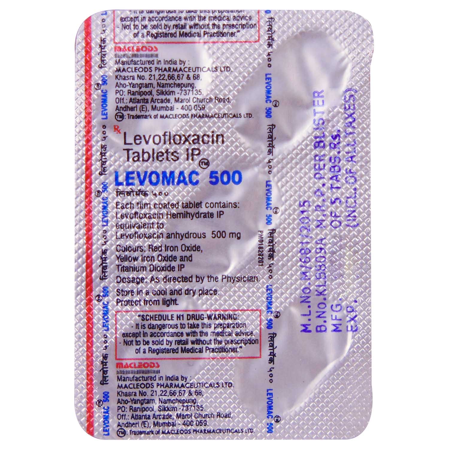 Levomac 500 mg Tablet 5's, Pack of 5 TABLETS