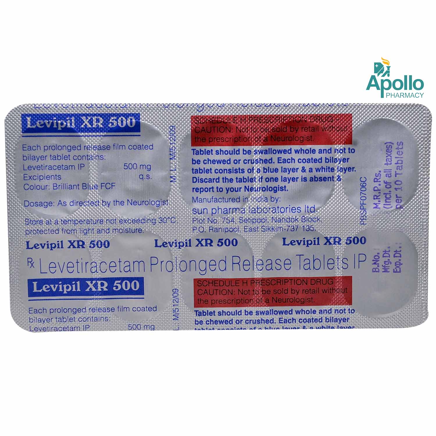 Levipil XR 500 Tablet 10's Price, Uses, Side Effects, Composition