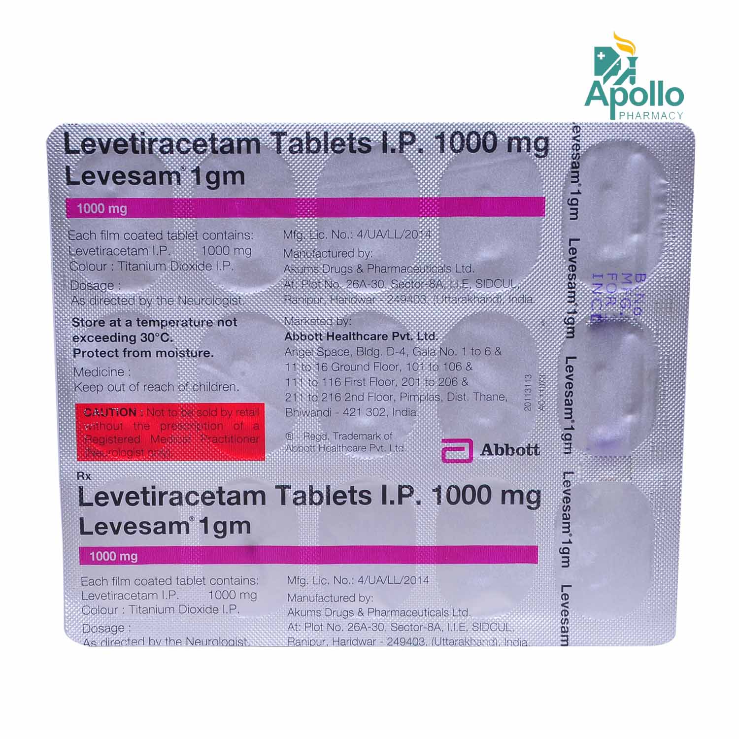 Levesam 1gm Tablet 15's Price, Uses, Side Effects, Composition Apollo