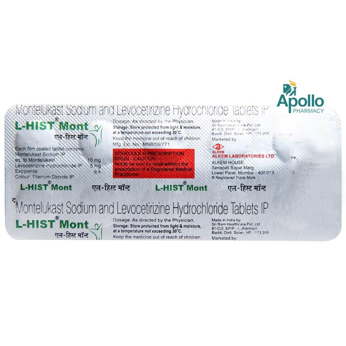 LHist Mont Tablet 10's Price, Uses, Side Effects, Composition Apollo