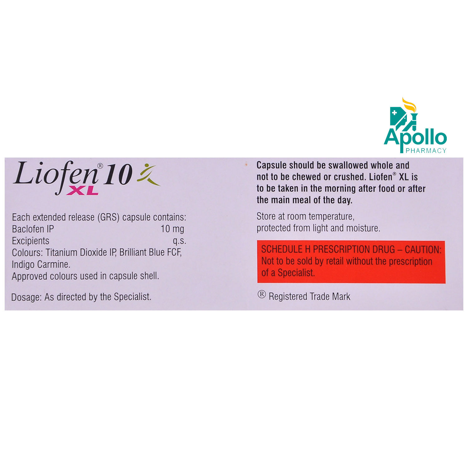 Liofen XL Capsule 10's Price, Uses, Side Effects, Composition Apollo