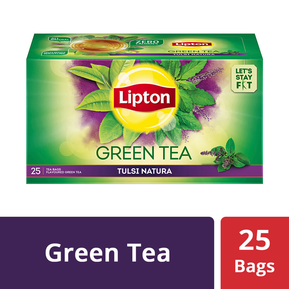 Buy Lipton Tulsi Natura Green Tea Bags, 25 Count Online