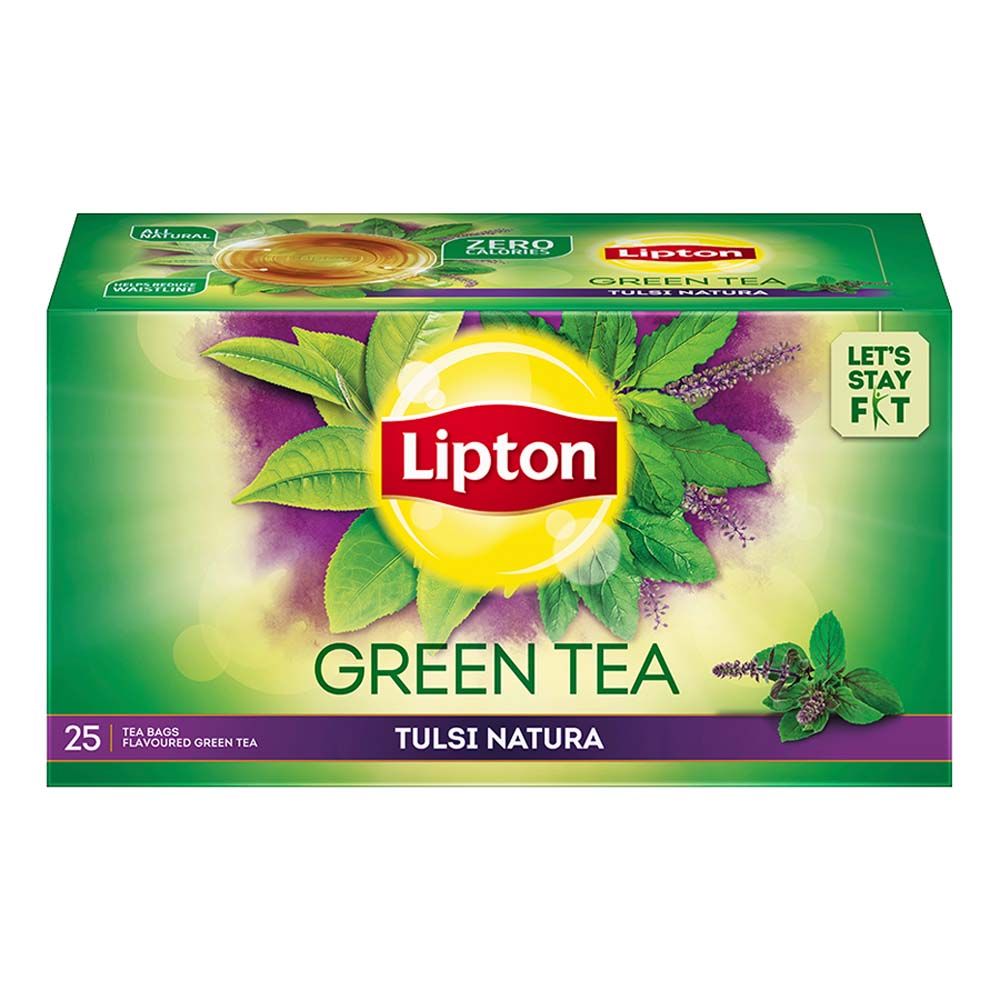 Lipton Tulsi Natura Green Tea Bags, 25 Count, Pack of 1 