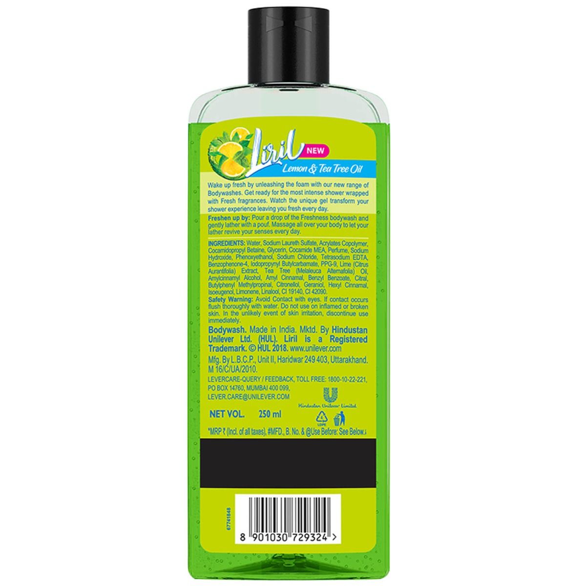 Liril Lemon and Tea Tree Oil Body Wash, 250 ml, Pack of 1 