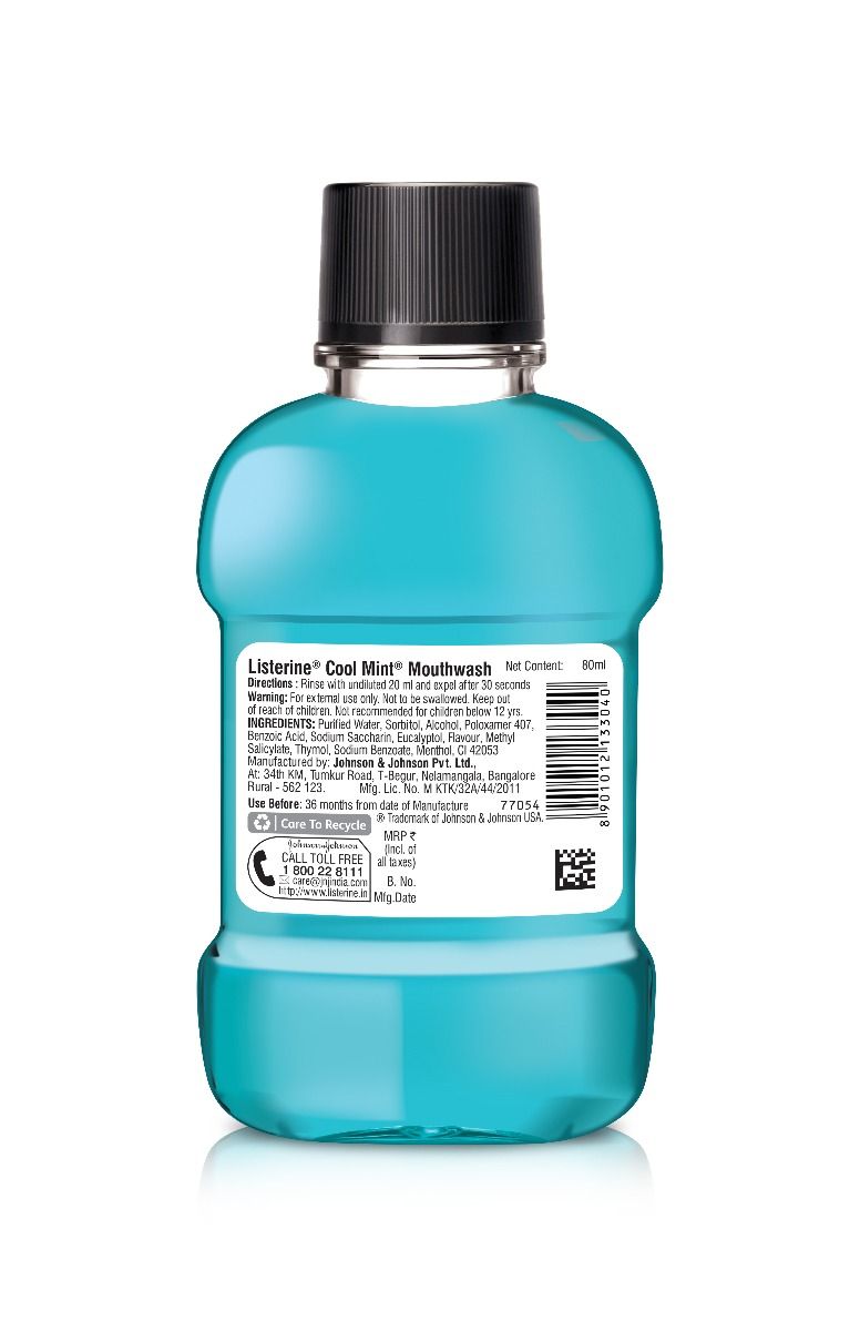 Listerine Cool Mint Mouthwash, 80 ml, Pack of 1 