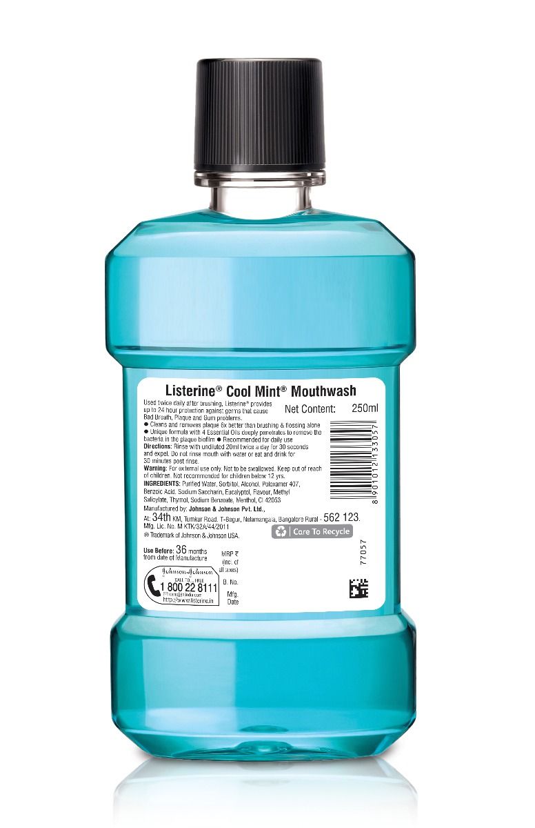 Listerine Cool Mint Mouthwash, 250 ml, Pack of 1 