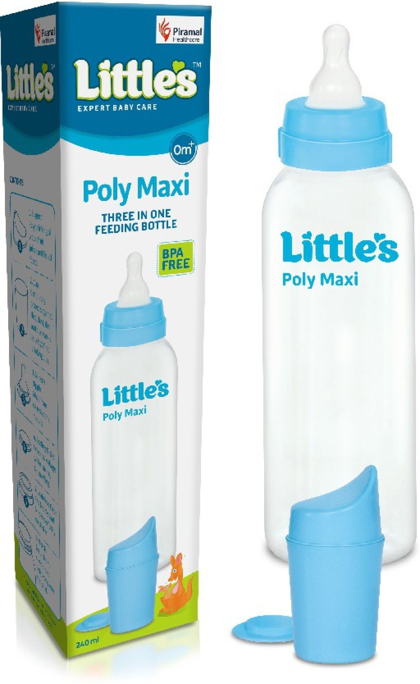 Little's Poly Maxi Blue Feeding Bottle, 240 ml, Pack of 1 