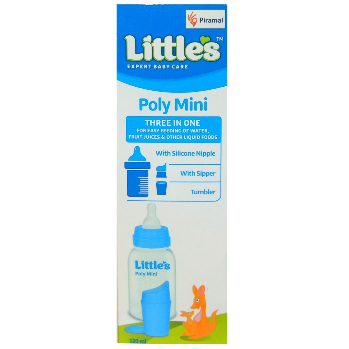 Little's Poly Mini Blue Feeding Bottle, 120ml, Pack of 1 